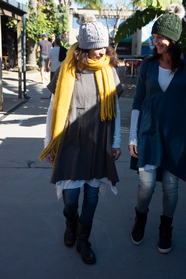 Sartorial Luxe merino beanies with pom pom