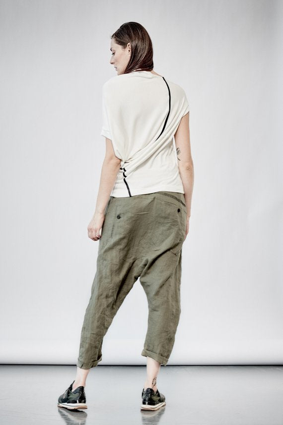 Linen Drop Crutch pants