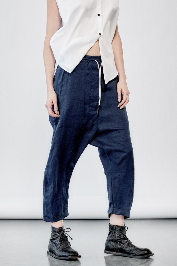 Linen Drop Crutch pants